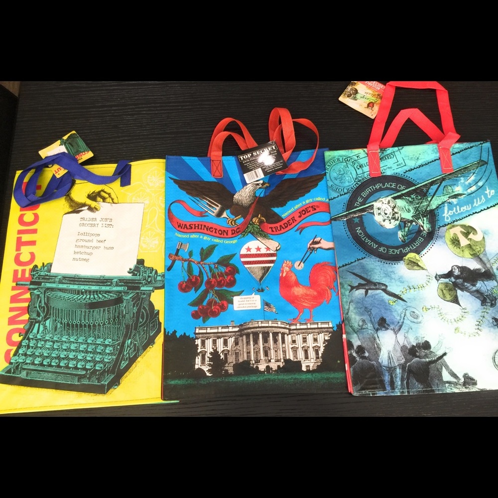 3 Theme Trader Joe's Shopping Bags 
CT OH DC